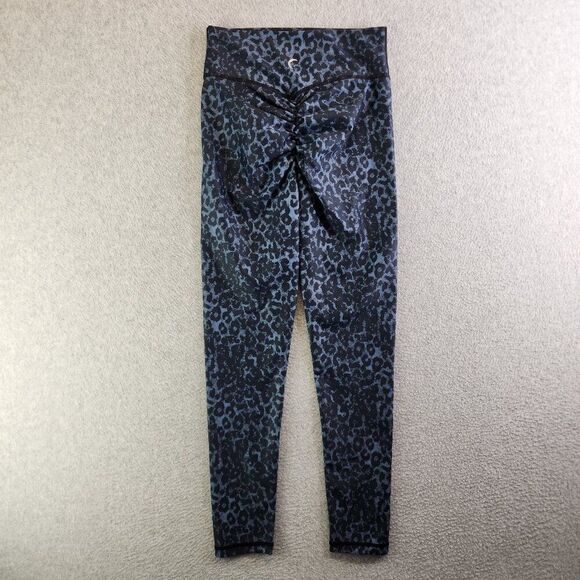 Zyia Active Leggings Womens 4 Blue Leopard Print Booty Scrunch Lifting 7/8 - Picture 1 of 13